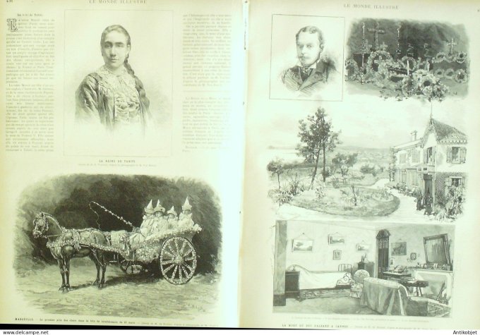 Le Monde illustré 1884 n°1411 Dunkerque reine de Tahiti Marseille (13) Cannes (06)