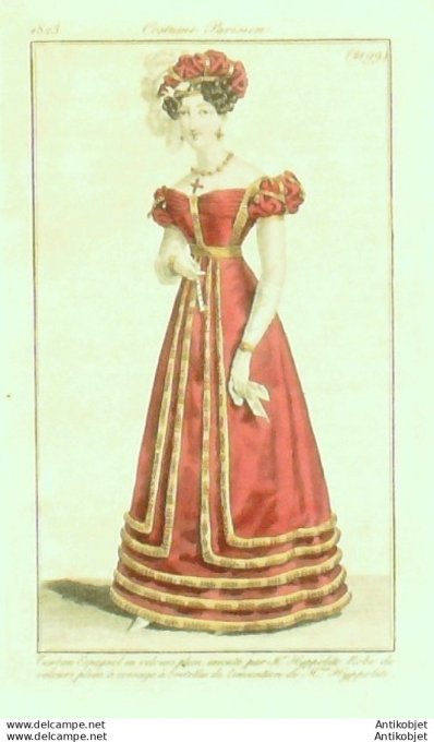 Costume Parisien 1823 # 2199 Robe velours plein à corsage