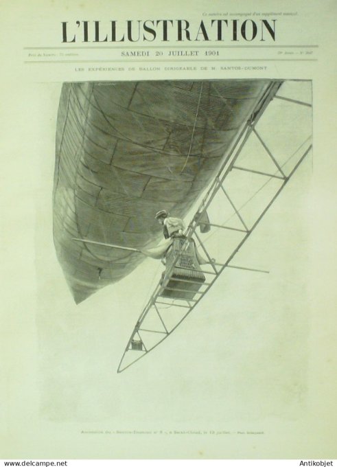 L'illustration 1901 n°3047 Santos-Dumont Ballon Chine Tien-Tsin Pékin Diplomates Allemagne Kurfürste