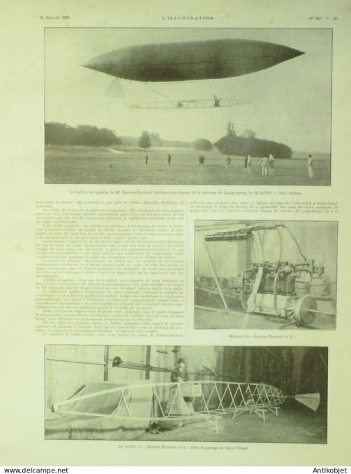 L'illustration 1901 n°3047 Santos-Dumont Ballon Chine Tien-Tsin Pékin Diplomates Allemagne Kurfürste