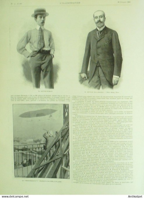 L'illustration 1901 n°3047 Santos-Dumont Ballon Chine Tien-Tsin Pékin Diplomates Allemagne Kurfürste