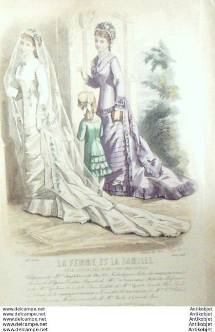 Gravure Mode La Femme & La  Famille 1878 # 04 (Old Fashion plate)