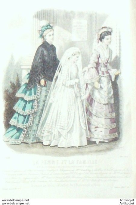 Gravure de mode La  Femme & La  Famille 1874 n°05 (Marché parisien)