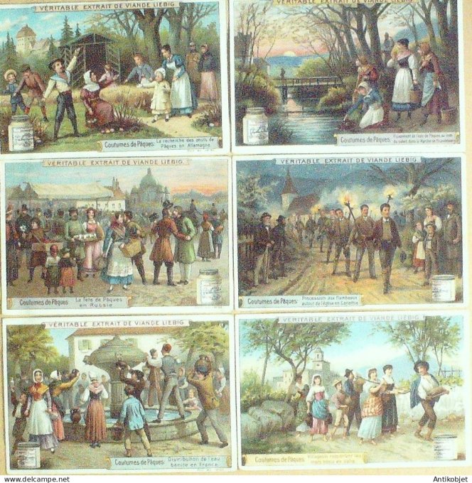 Chromo Liebig Sang  665 Coutumes de Paques (1901)