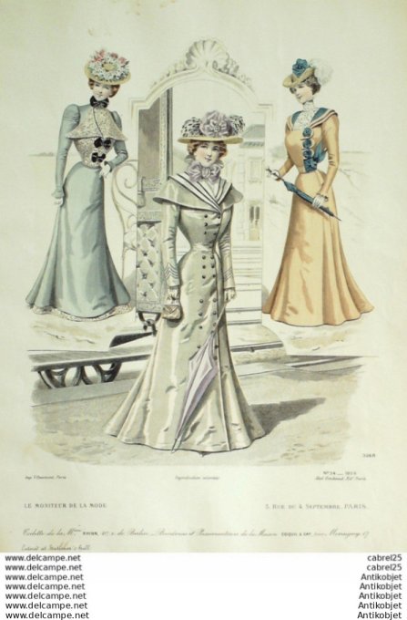 Gravure Mode Le Moniteur 1898 # 34 (Old Fashion plate)
