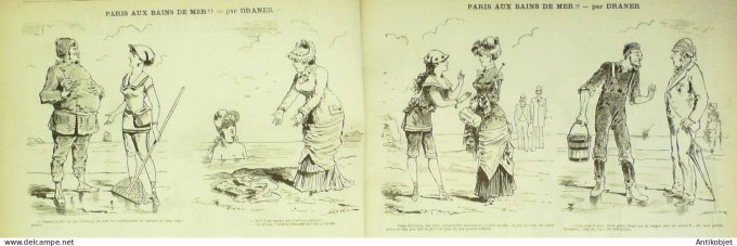 La Caricature 1881 #  82 Paris aux bains de mer Bach Jules Claretie Robida