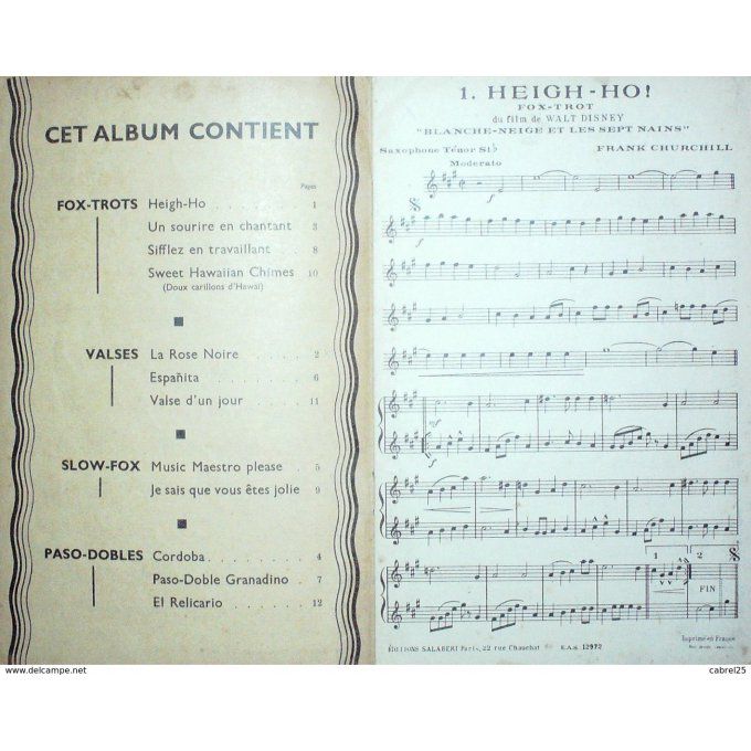 Retro Orchestre 12 Succès Saxophone Tenor Sib 1940