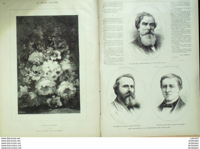 Le Monde illustré 1876 n°1024 Sevres (92) Usa élections Rutherford Tilden Diaz De La Rena