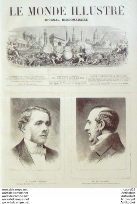 Le Monde illustré 1872 n°775 Cuba Santa Maria Brésil Rio De Janeiro Limoges (87) Usa New York Printi