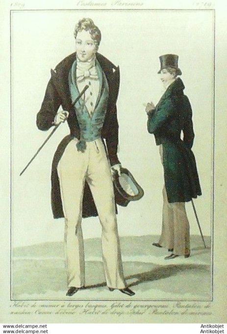 Gravure Mode Costume Parisien 1829 # 2719 (eau forte old Fashion plate