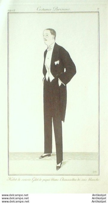 Boutet de Monvel Bernard Pochoir Mode Art Deco n°   2-1912 Journal des Dames