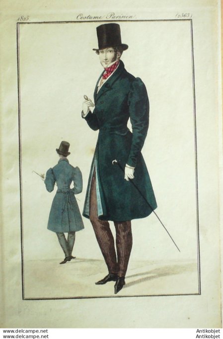 Gravure de mode Costume Parisien 1825 n°2363 Habit de drap homme