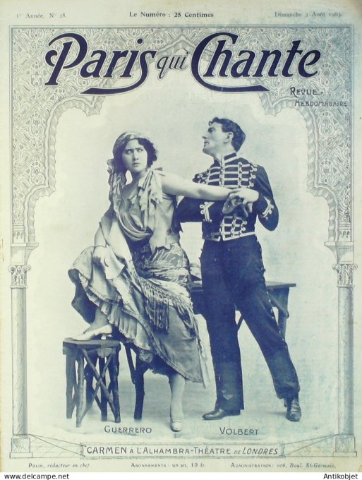 Paris qui chante 1903 n° 28 Volbert Guerrero Dechaume Oaulus Guilbert Bertin