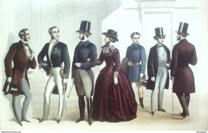 Gravure Mode Le Progres 1854- 3 (Old Fashion plate) Rare