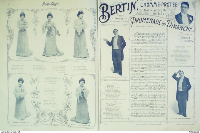 Paris qui chante 1903 n° 28 Volbert Guerrero Dechaume Oaulus Guilbert Bertin