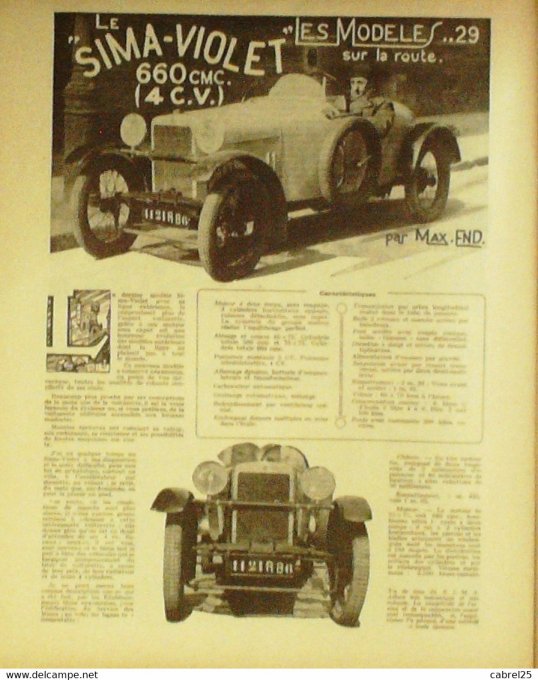 Moto Revue 1929 n° 328 Simca Violet 4cv Radior 500 cmc Magnéto Détonation