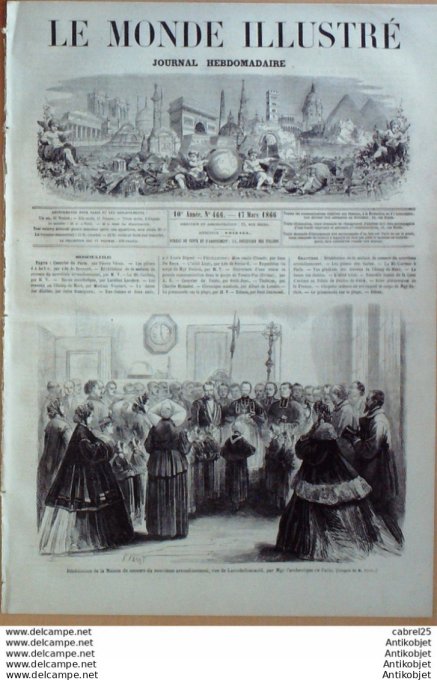 Le Monde illustré 1866 n°466 Les Halles Champs De Mars Guatémala Danse Des Diables Arras (62)