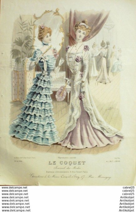 Gravure Mode Le Coquet 1899 # 04 (Old Fashion plate)