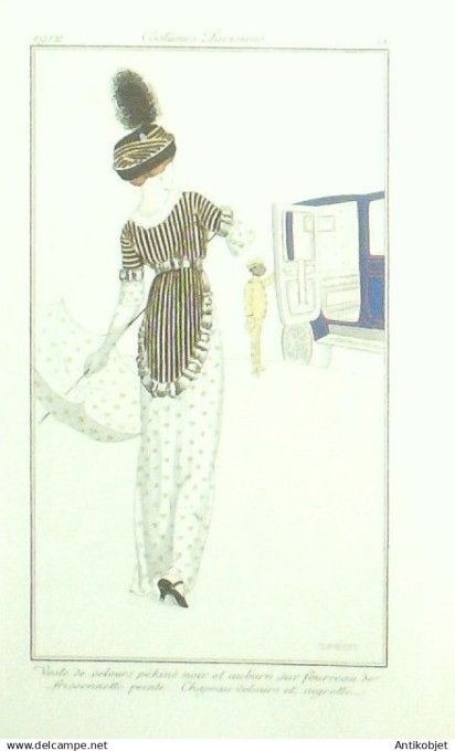 Gravure Costume Parisien 1912 # 18 Siméon (eau forte) Veste de Velours