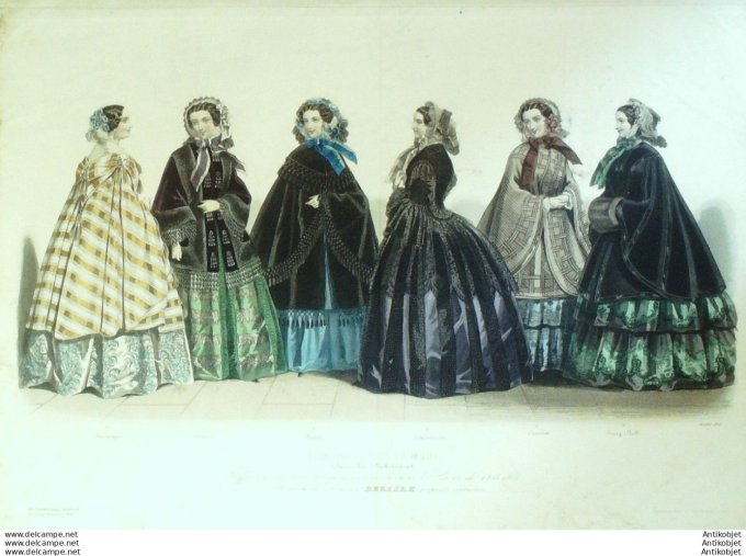 Gravure Mode Le Moniteur 1855 # 10 (Old Fashion plate)