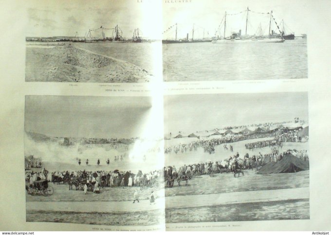 Le Monde illustré 1893 n°1889 Tunisie Tunis Bab-Benat Fantasia Hongrie Budapest Honveds