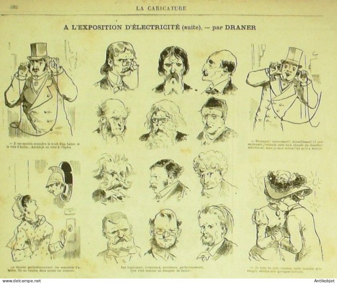 La Caricature 1881 #100 Code sentpapillons Trock expo d'électricité Dranerimental Robida