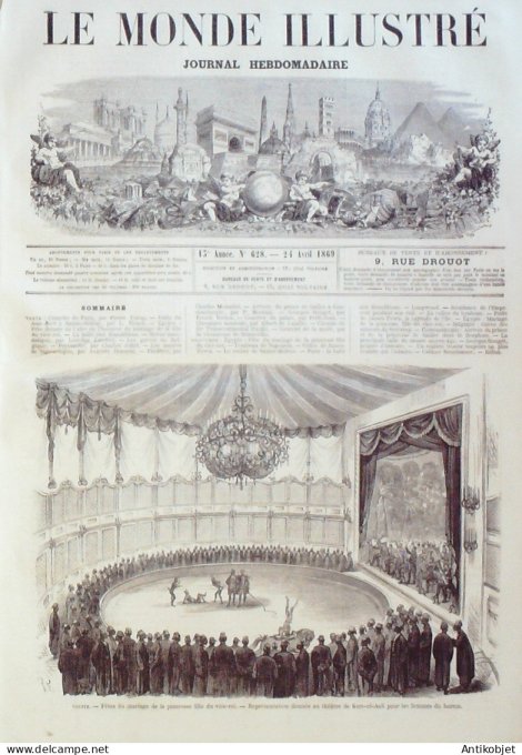 Le Monde illustré 1868 n°628 Egypte Kars-El-Aaali Caire Belgique Seraing Turquie Constantinople Bosp