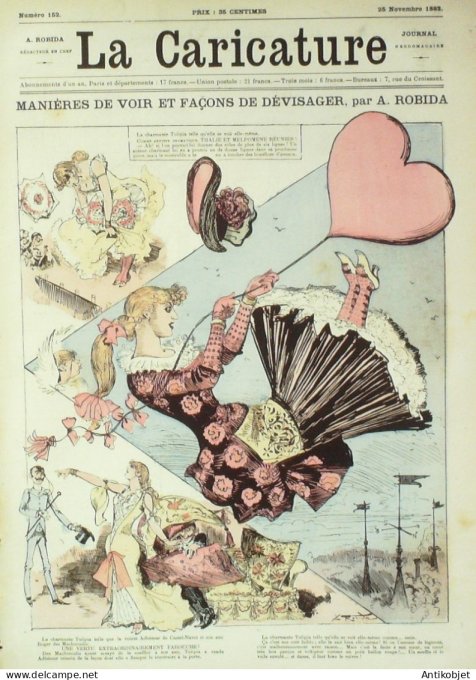 La Caricature 1882 #152 Manières de voir et dévisager Robida Casablanca Trock