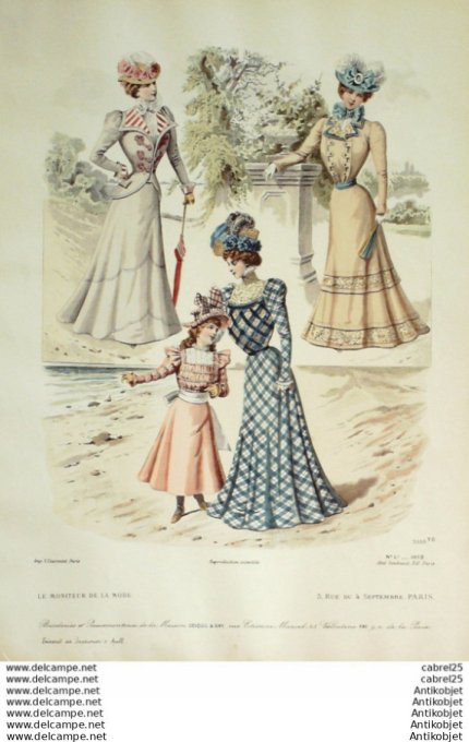 Gravure Mode Le Moniteur 1898 # 27 (Old Fashion plate)