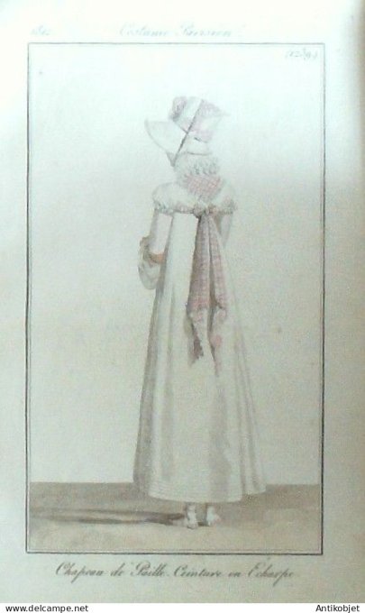 Costume Parisien 1812 # 1239 Chapeau de paille Ceinture