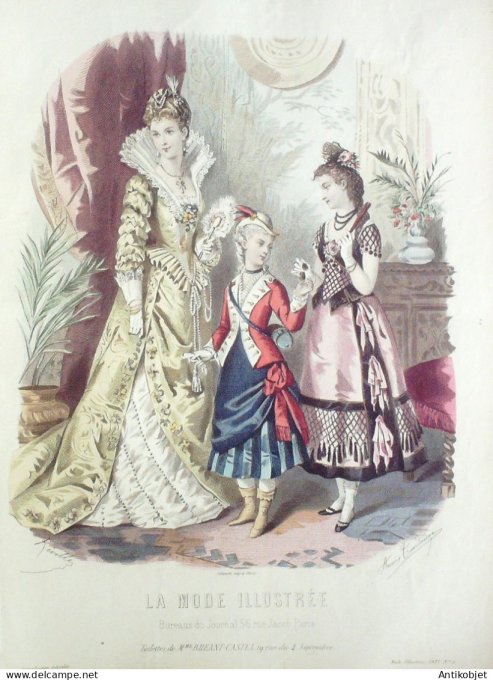 Gravure Mode illustree 1877 #  5 (Old Fashion plate)