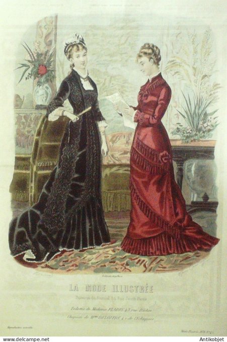 Gravure Mode illustree 1878 # 45 (Old Fashion plate)