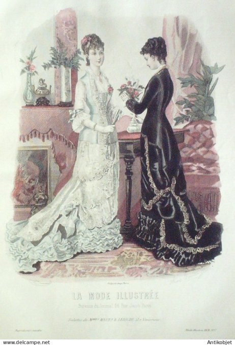 Gravure Mode illustree 1879 #  7 (Old Fashion plate)