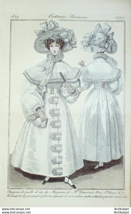 Gravure Mode Costume Parisien 1829 # 2717 (eau forte old Fashion plate
