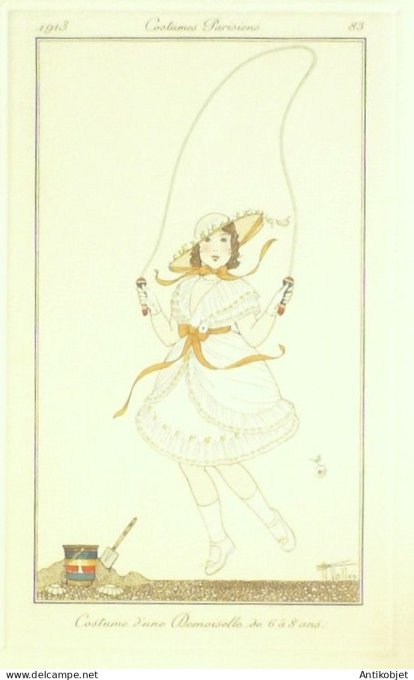 Gravure Mode Costume Parisien 1913 #  83 Vallee Armand (eau forte)