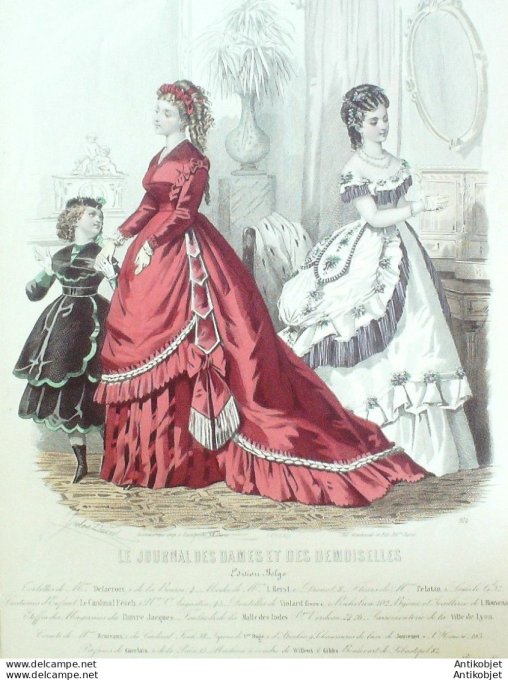 Gravure Mode J.Dames & Demoiselles 1861 # 914 (Old Fashion plate)