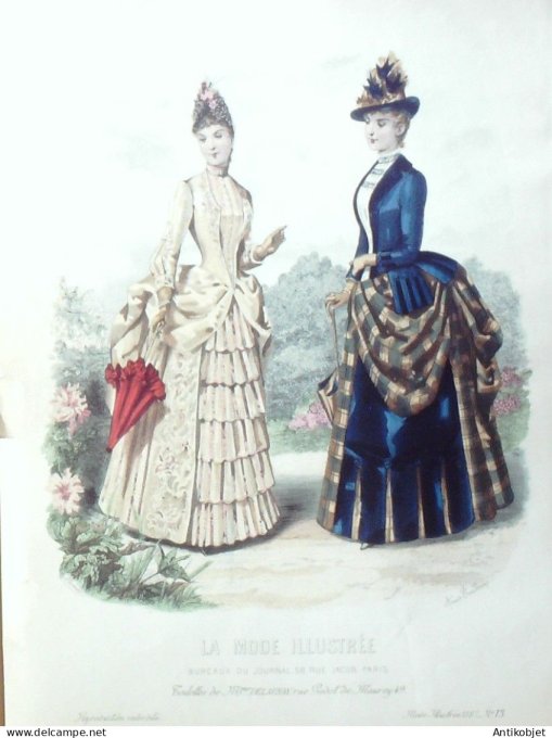 Gravure de mode La Mode illustrée 1887 n°13 (Maison Delaunay)