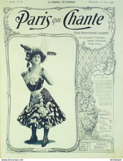 Paris qui chante 1903 n° 30 Lidia Vasser Dianette Courville-Coste Benoist-Mary