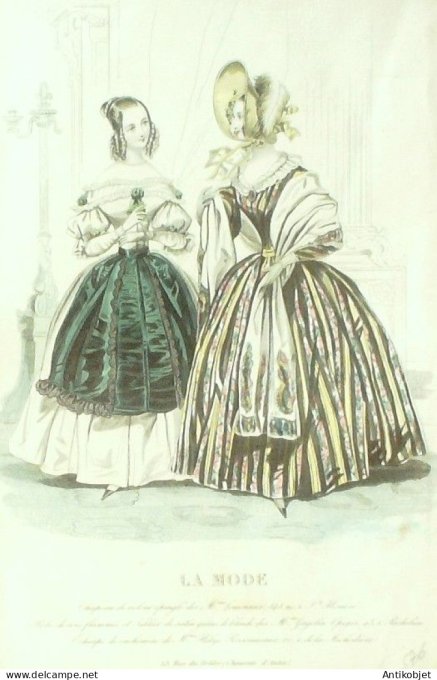 Gravure La mode 1837 # 576 (aquarelle old Fashion plate)