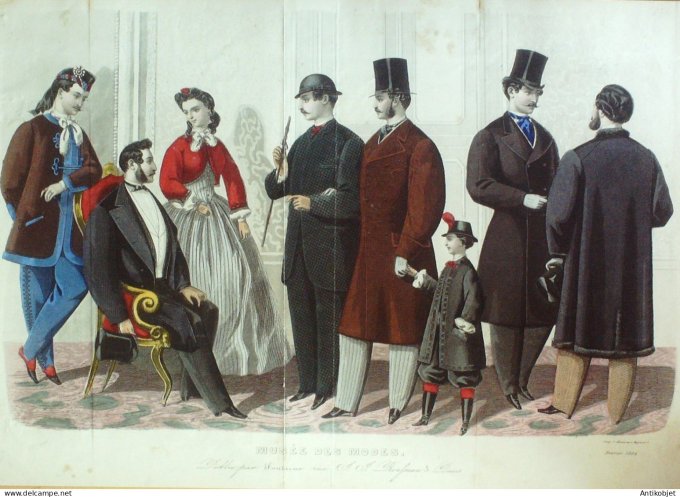 Gravure Mode Musee 1864-  2 (Old Fashion plate) Rare