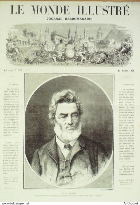 Le Monde illustré 1870 n°705 Jules Fabre Gambetta St-Ouen (95) usine Plazanet Obsèque Gal Guilhem