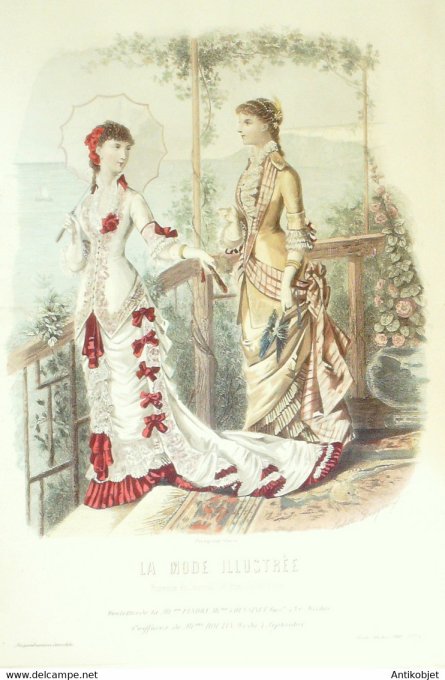 Gravure de mode La Mode illustrée 1880 n°24 (Maison Coussinet-Fladry)