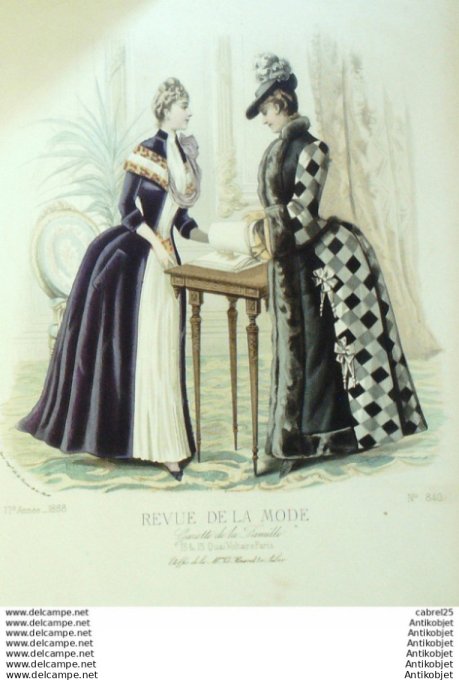 Gravure Mode La Gazette 1888 # 840 (Old Fashion plate)