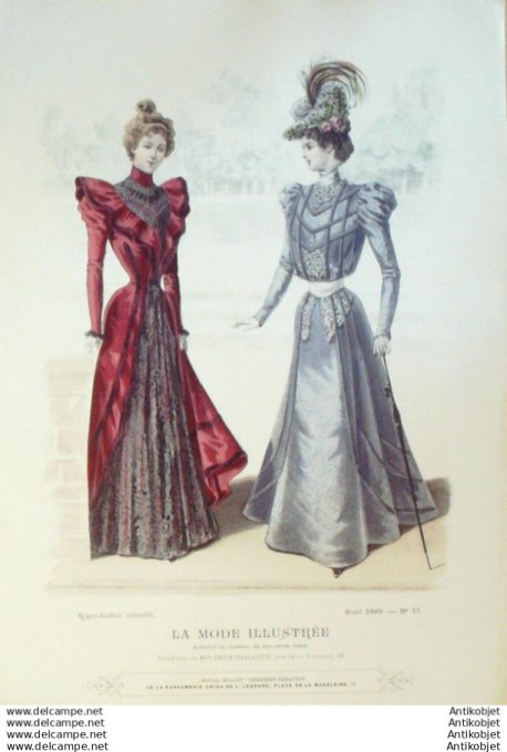 Gravure Mode illustree 1898 # 15 (Old Fashion plate) RARE