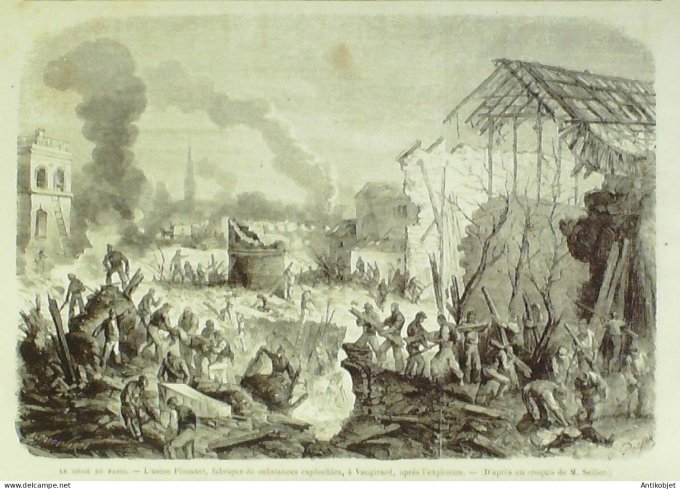 Le Monde illustré 1870 n°705 Jules Fabre Gambetta St-Ouen (95) usine Plazanet Obsèque Gal Guilhem