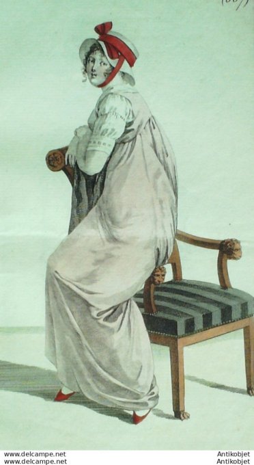 Gravure de mode Costume Parisien 1802 n° 367 (An 10) Chapeau à la Paméla