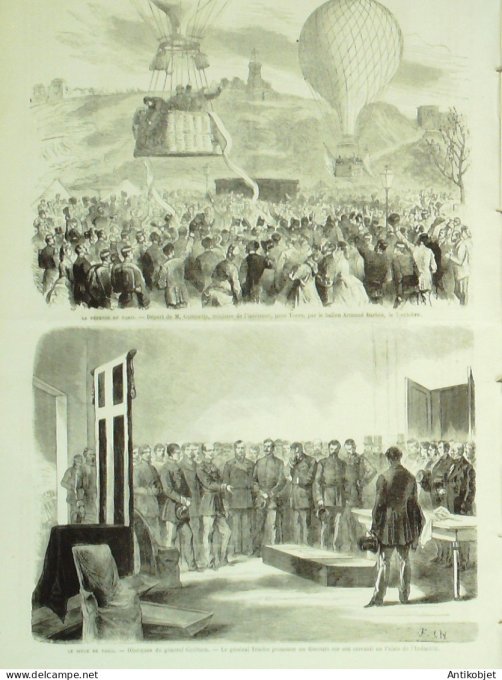 Le Monde illustré 1870 n°705 Jules Fabre Gambetta St-Ouen (95) usine Plazanet Obsèque Gal Guilhem