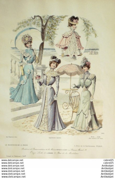 Gravure Mode Le Moniteur 1898 # 28 (Old Fashion plate)
