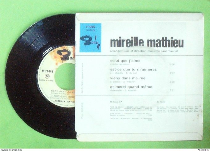 Mathieu Mireille 45T EP Viens dans ma rue 1966