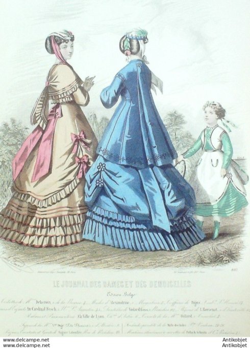 Gravure Mode J.Dames & Demoiselles 1860 # 890 (Old Fashion plate)